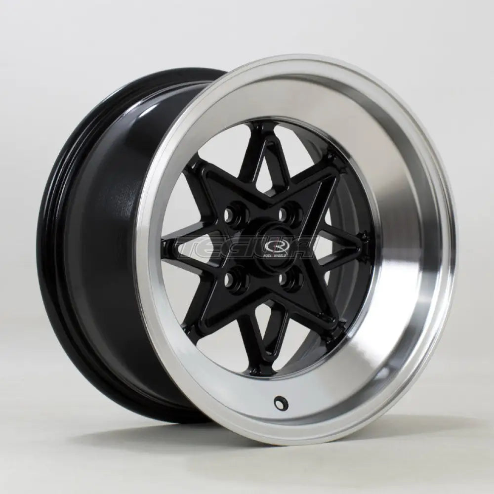 Rota Hachi Alloy Wheel 15x8 ET0 4x100 Black Polished Lip 67.1mm CB Alloy Wheels
