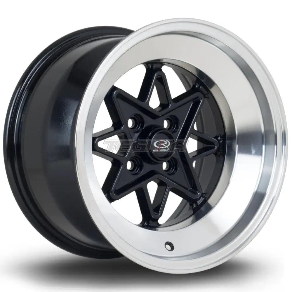 Rota Hachi Alloy Wheel 15x9 ET0 4x114 Black Polished Lip 73mm CB Alloy Wheels