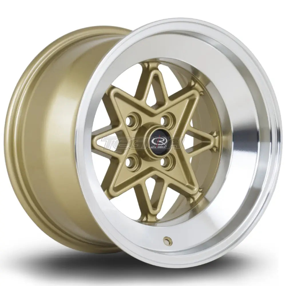 Rota Hachi Alloy Wheel 15x9 ET0 4x114 Gold Polished Lip 73mm CB Alloy Wheels