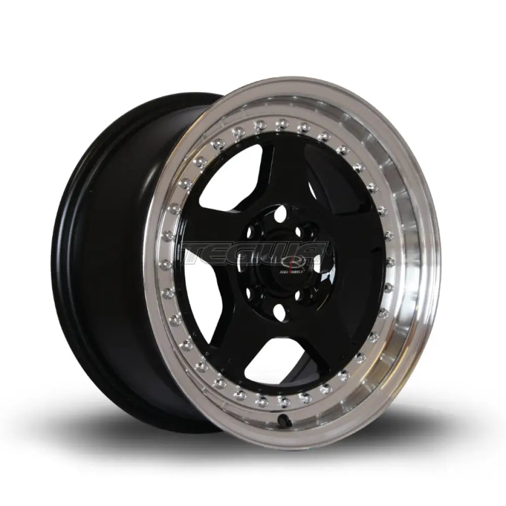 Rota Kyusha Alloy Wheel 15x7 ET38 4x100 Black Polished Lip 67.1mm CB Alloy Wheels