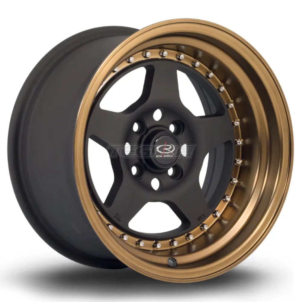 Rota Kyusha Alloy Wheel 15x8 ET0 4x100 Flat Black Bronze Lip 67.1mm CB Alloy Wheels