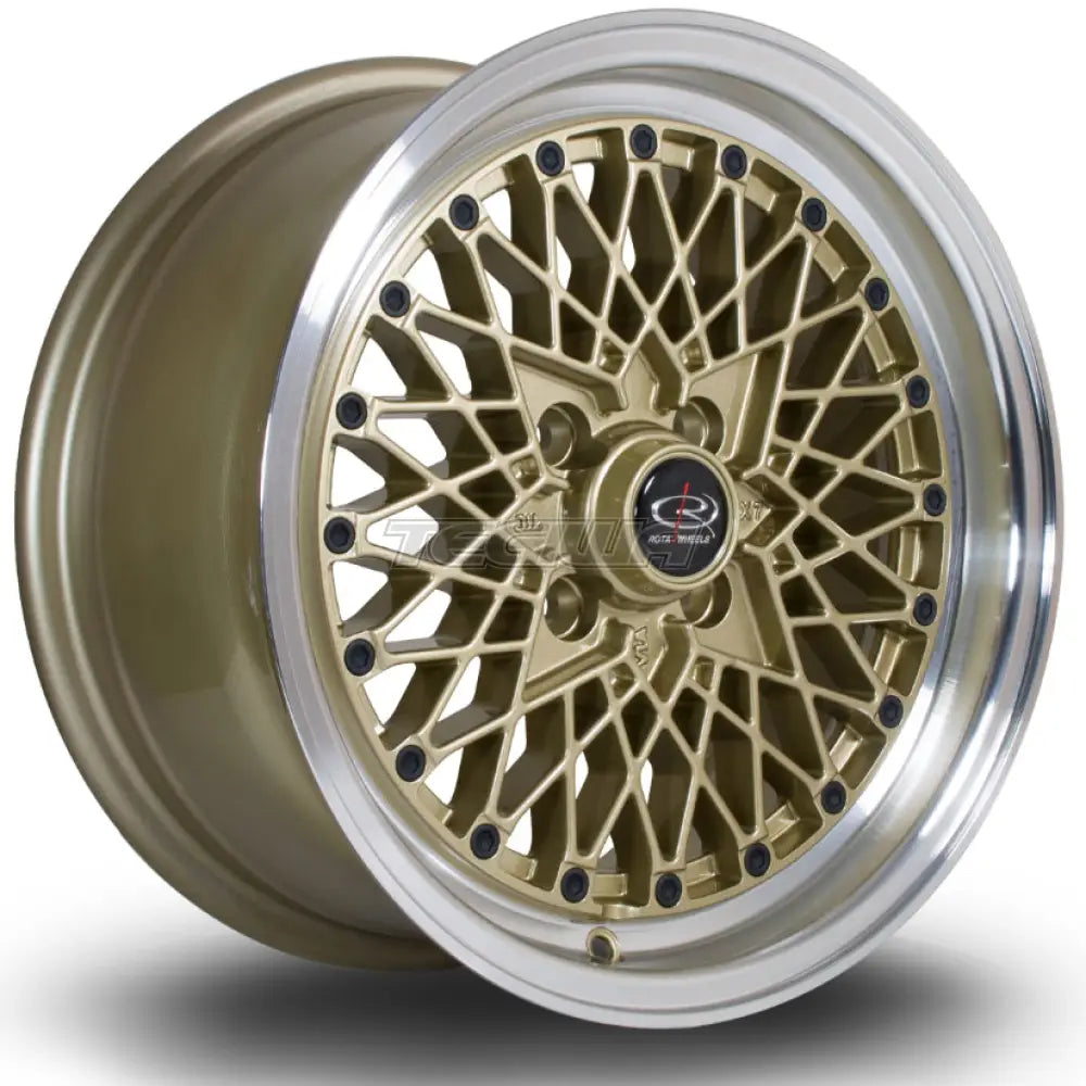 Rota OSMesh Alloy Wheel 15x7 ET30 4x100 Gold Polished Lip 67.1mm CB Alloy Wheels