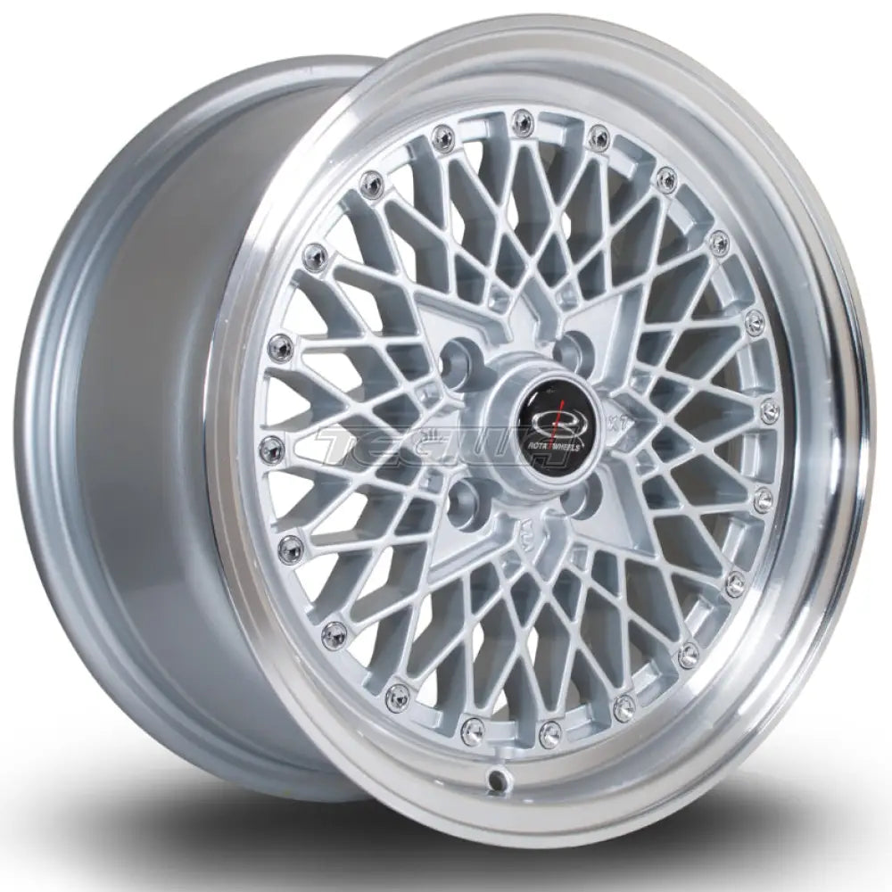 Rota OSMesh Alloy Wheel 15x7 ET30 4x100 Silver Polished Lip 67.1mm CB Alloy Wheels