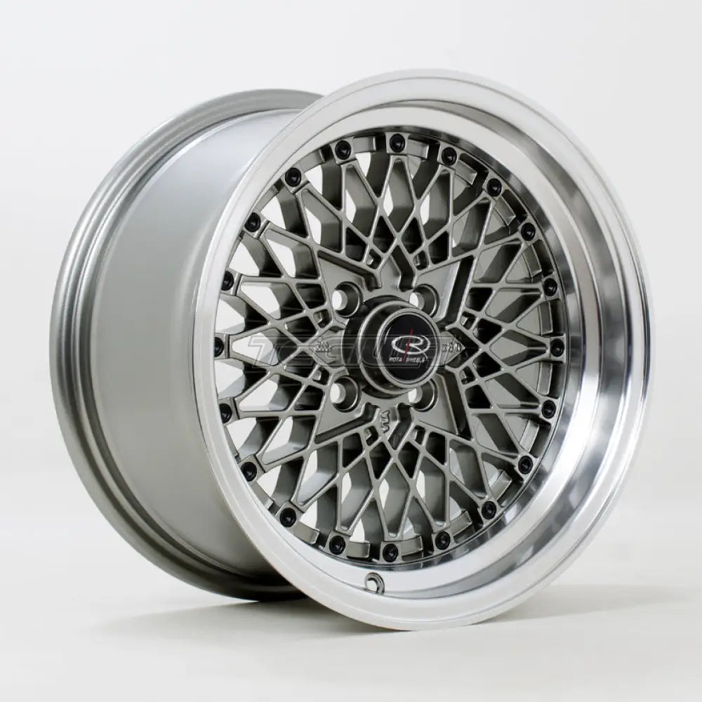 Rota OSMesh Alloy Wheel 15x8 ET20 4x100 Steelgrey Polished Lip 67.1mm CB Alloy Wheels