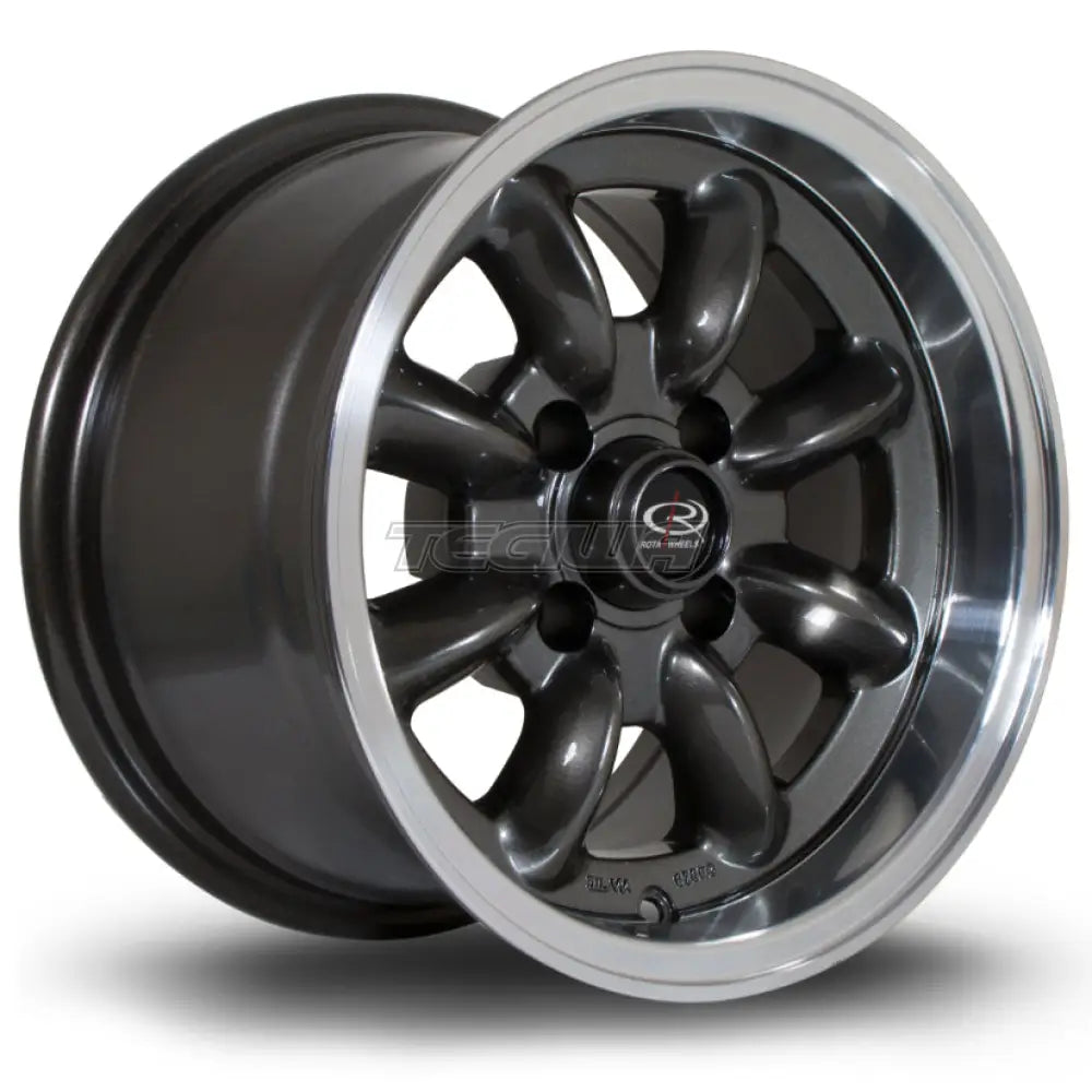Rota RB Alloy Wheel 13x8 ET4 4x100 Gunmetal Polished Lip 67.1mm CB Alloy Wheels