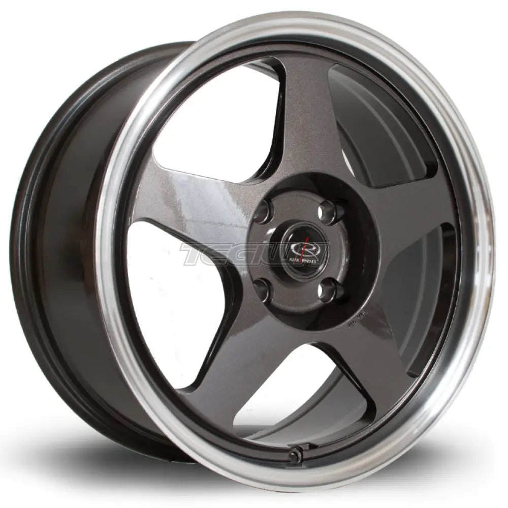 Rota Slip Alloy Wheel 17x7.5 ET45 4x100 Gunmetal Polished Lip 67.1mm CB Alloy Wheels