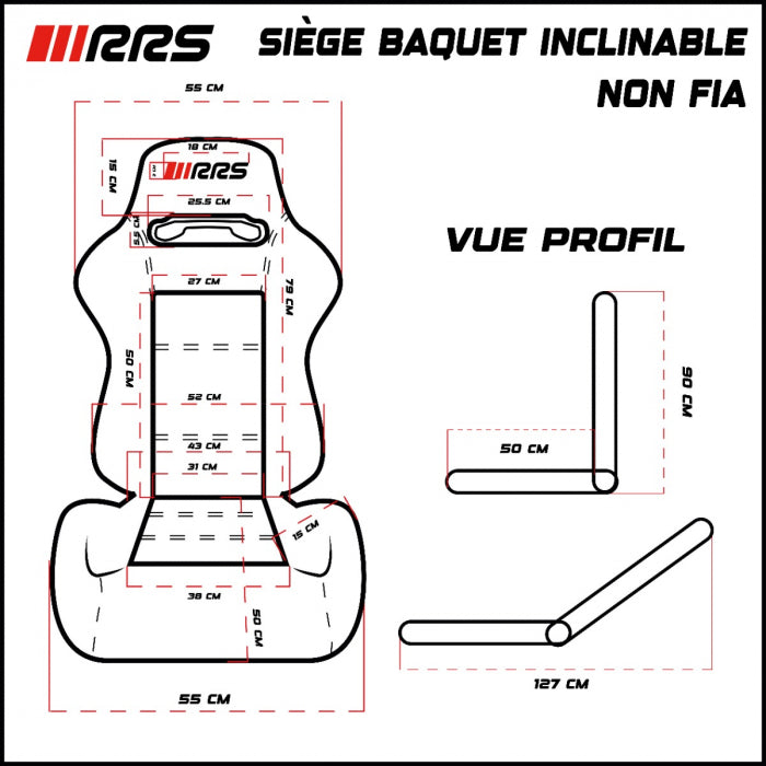 RRS Reclining Bucket Seat Black With Slider Non-FIA