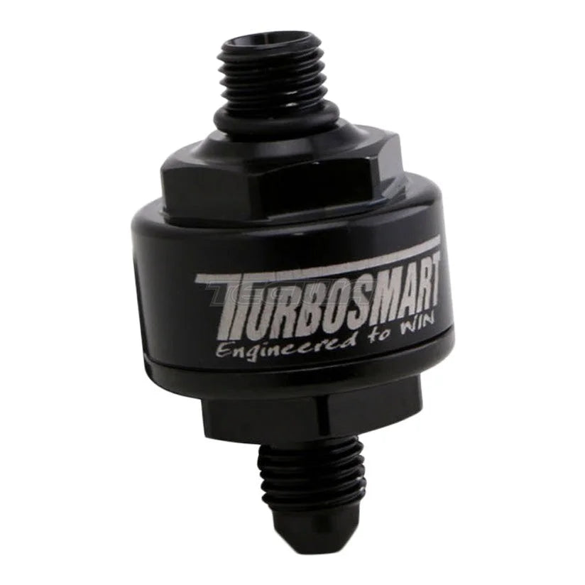 TurboSmart Billet Turbo Oil Feed Filter 44um AN-4 To AN-4 ORB - Black