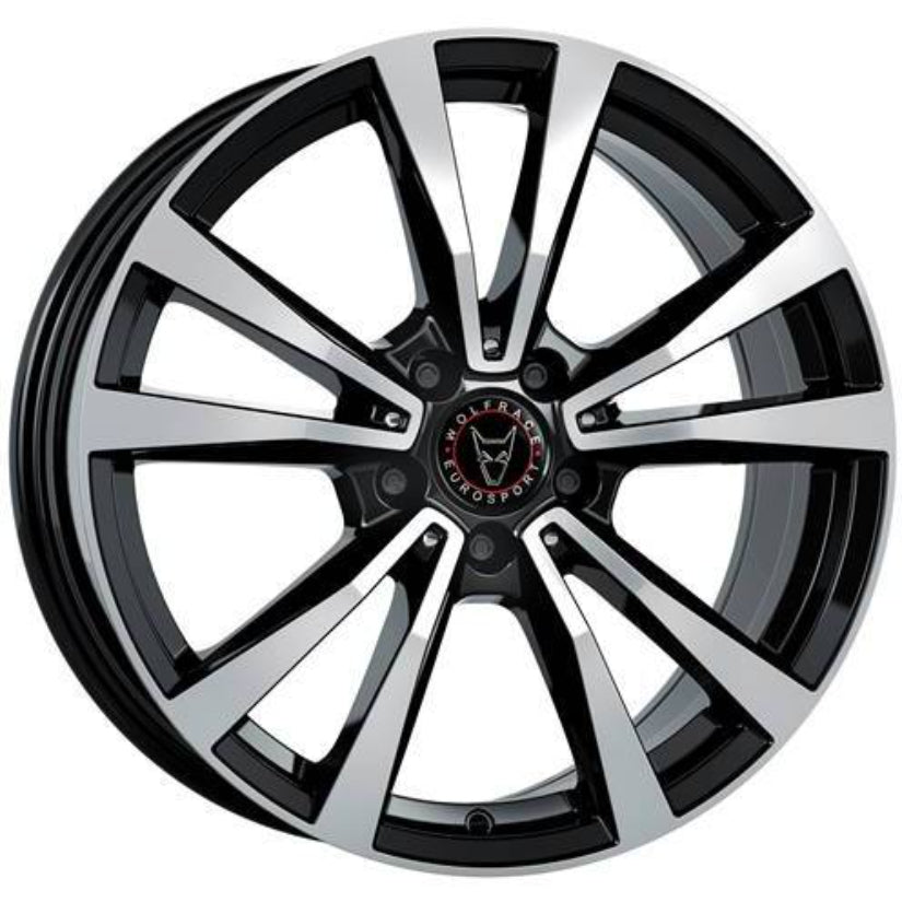 Wolfrace Eurosport TUV M12 Alloy Wheel 19x9 ET20 5x112 Diamond Black Polished 66.5mm CB
