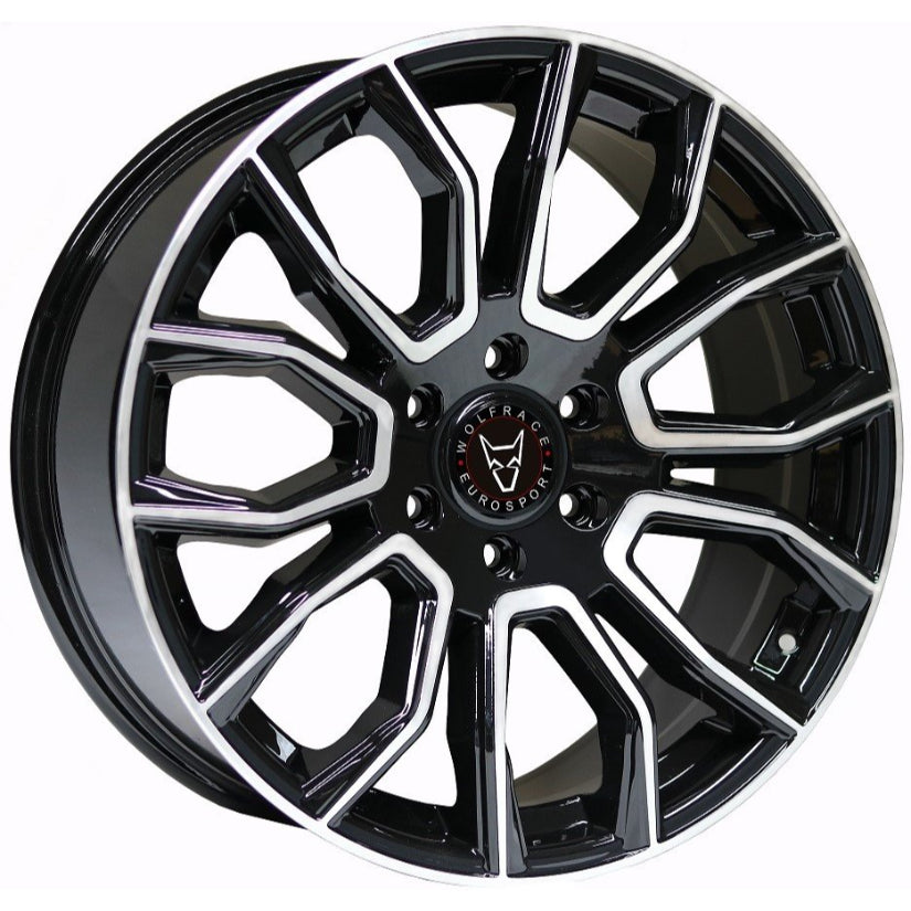 Wolfrace Eurosport Evoke X Alloy Wheel 18x7.5 ET40 5x120 Gloss Black Polished Face 74.6mm CB
